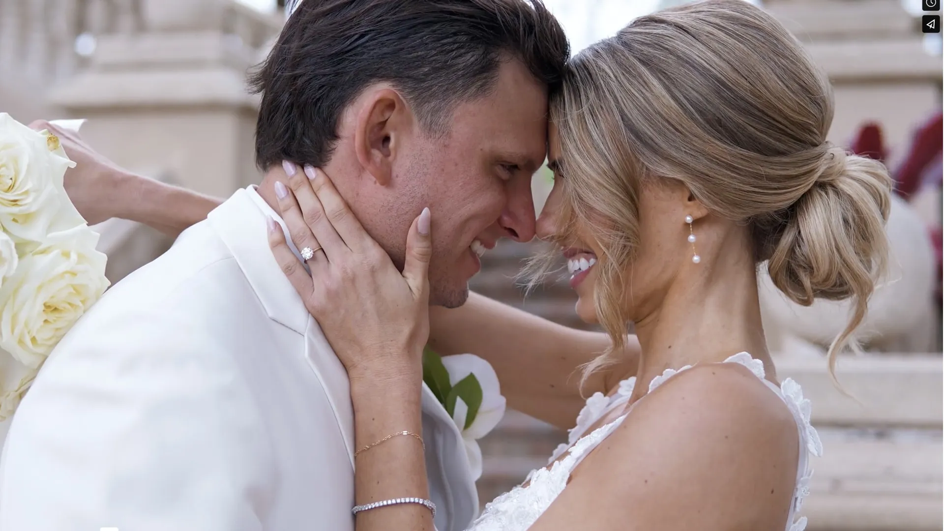 Ariel and Braden on their wedding day at The Club at The Strand in Naples, Florida