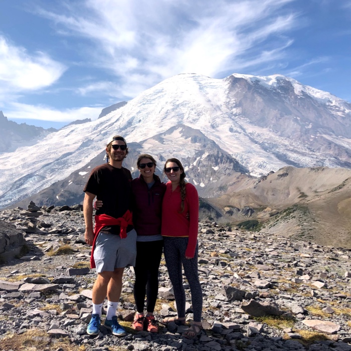 Amy hiking Mount Rainier.