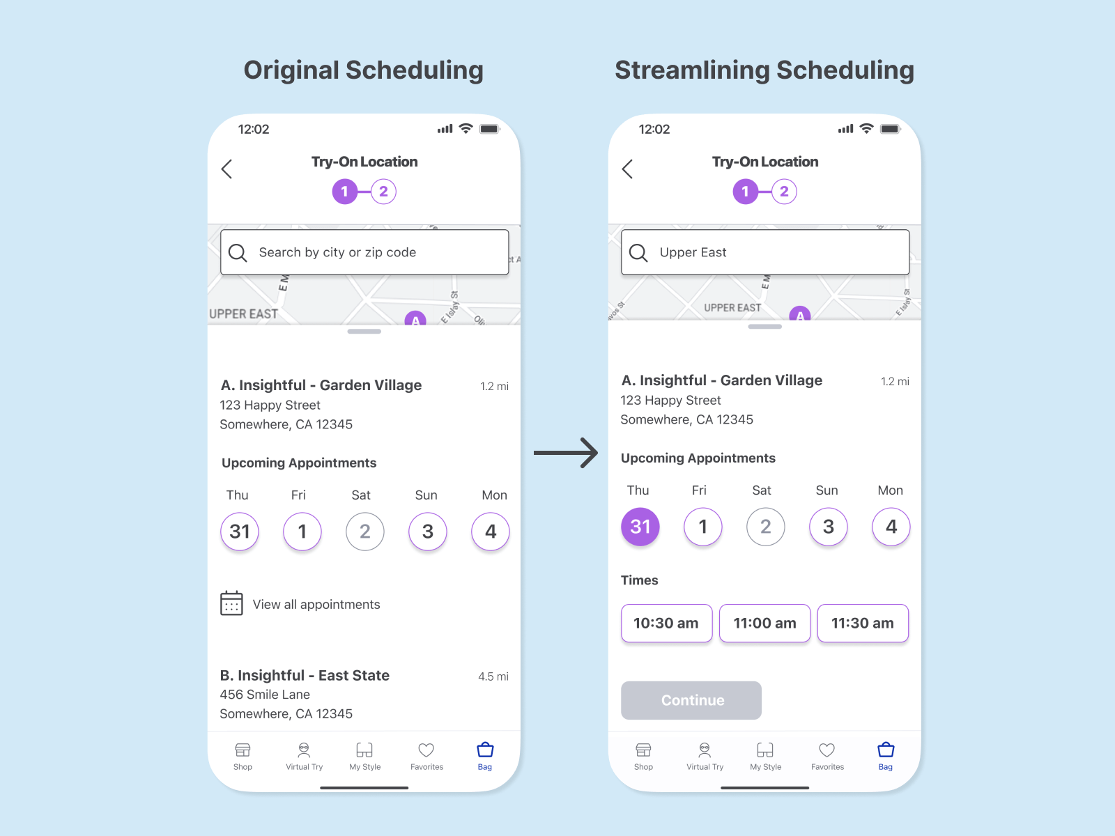 Insightful high-fidelity prototype change: streamlining scheduling.