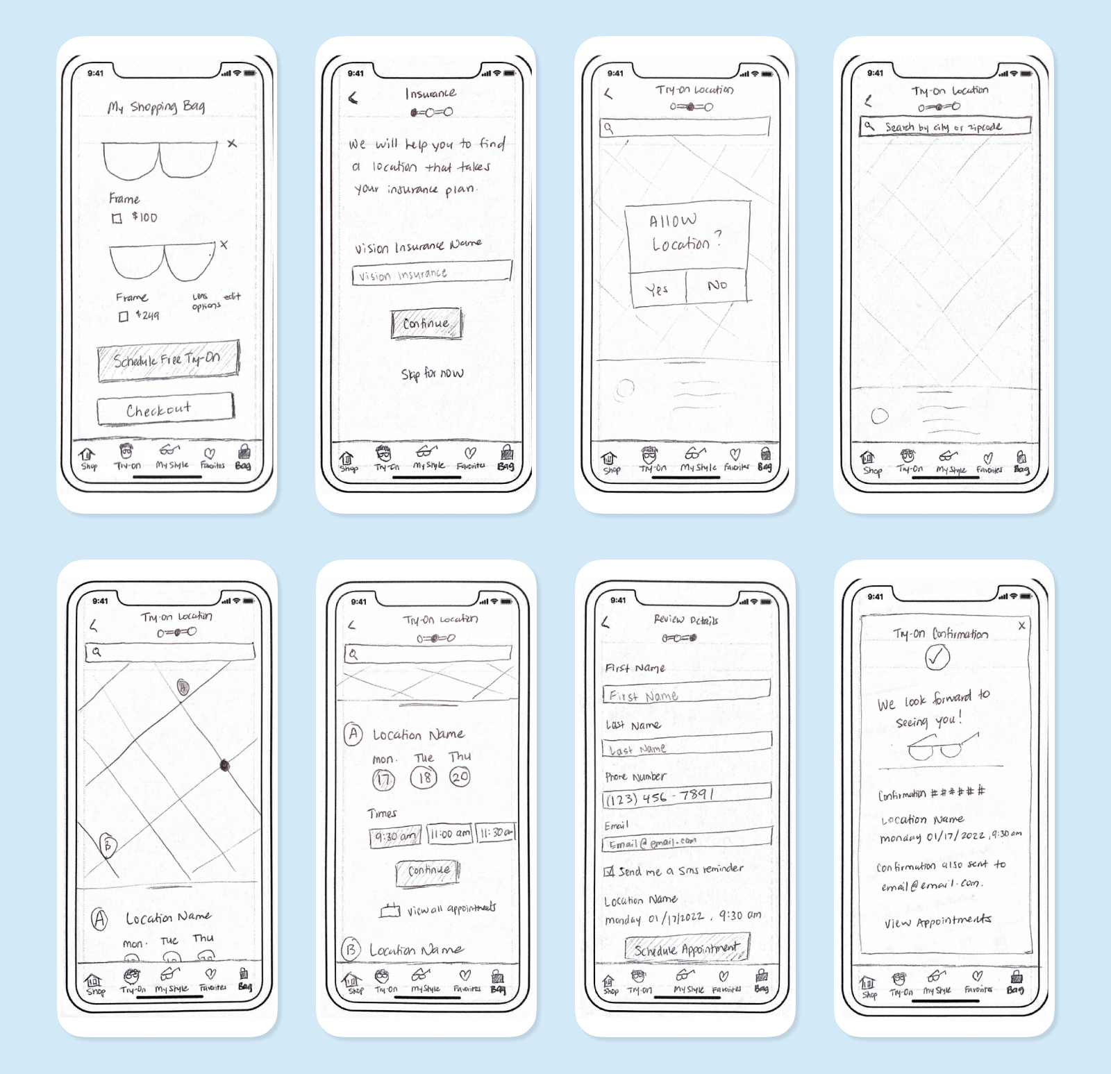 Insightful scheduler MVP sketches.