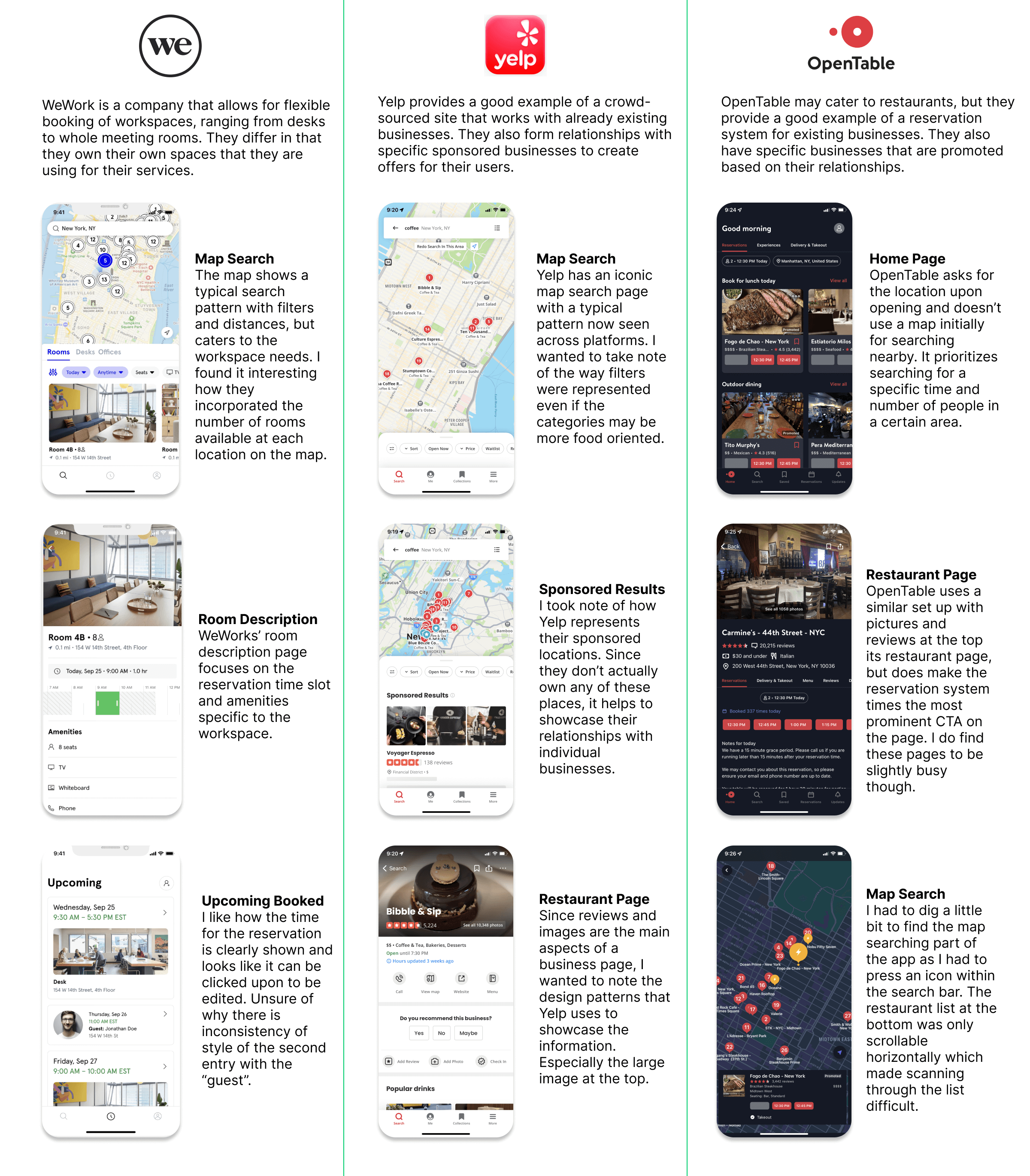 PostUp lightning demo looking at WeWork, Yelp, and OpenTable.