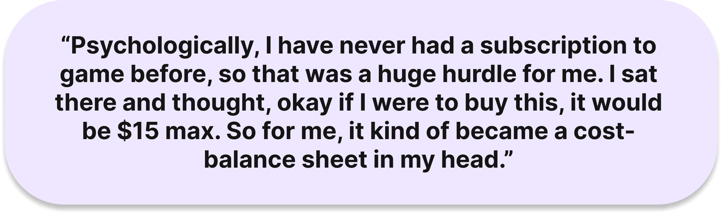 Yumi Gaming quote about never having a gaming subscription, so it becomes a cost-balance sheet.