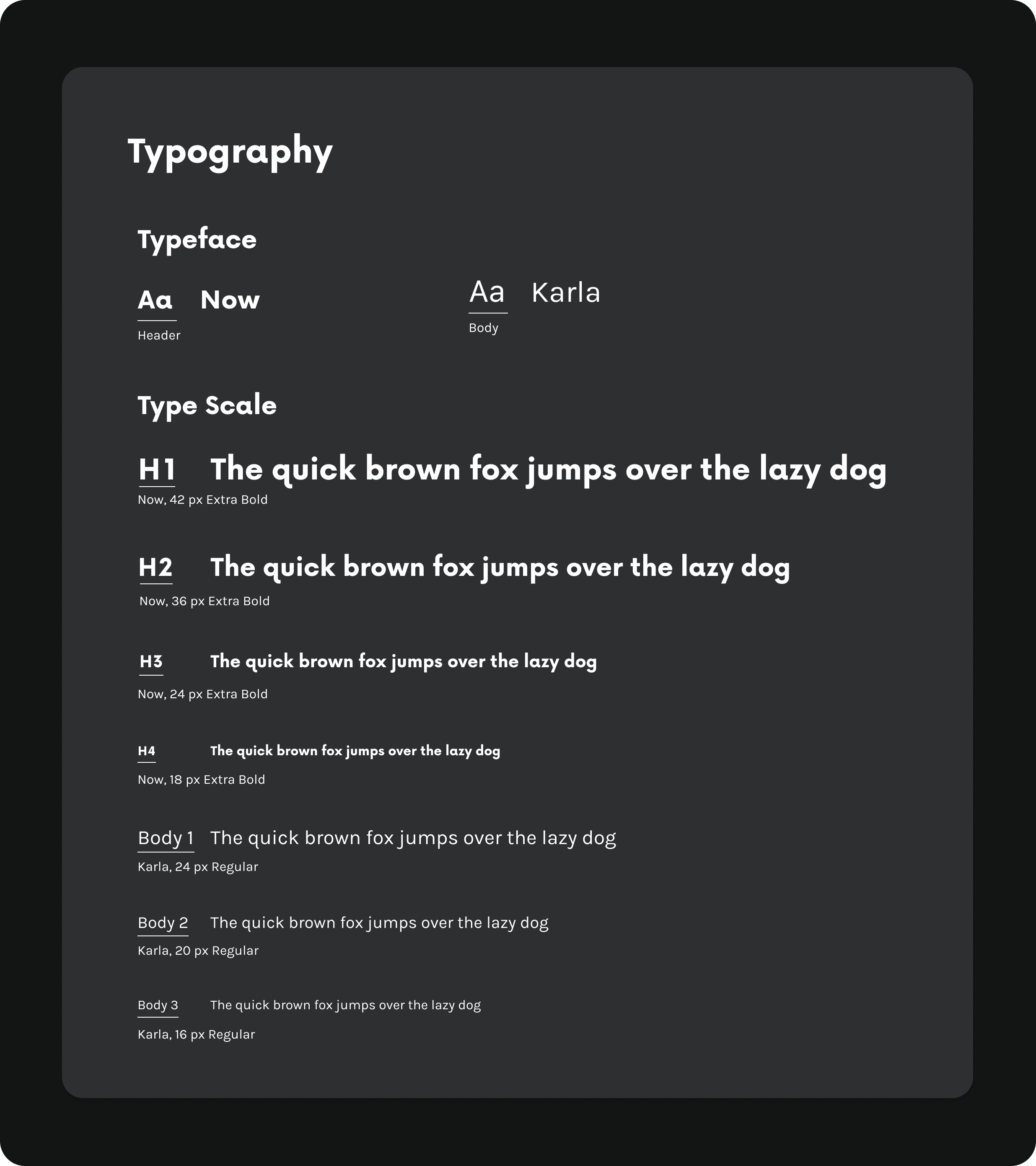 Style Guide typography for Yumi Gaming.