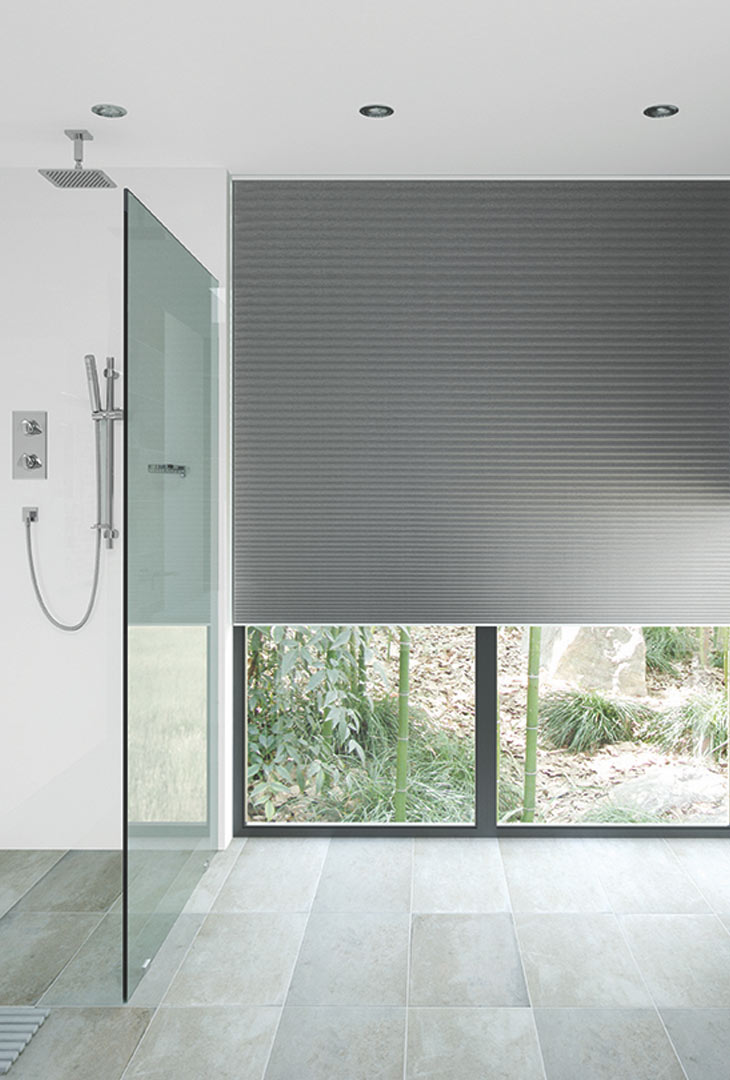 Pleated blinds in bathroom