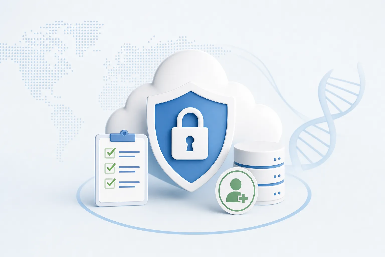 Diagram showing GDPR data flow between a clinical trial sponsor, a CRO acting as data processor, and cloud infrastructure, with a data breach alert icon overlaid