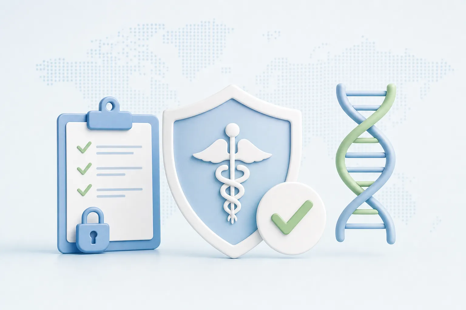 Abstract digital network graphic representing data protection, clinical trial compliance and cybersecurity themes for the iliomad weekly digest