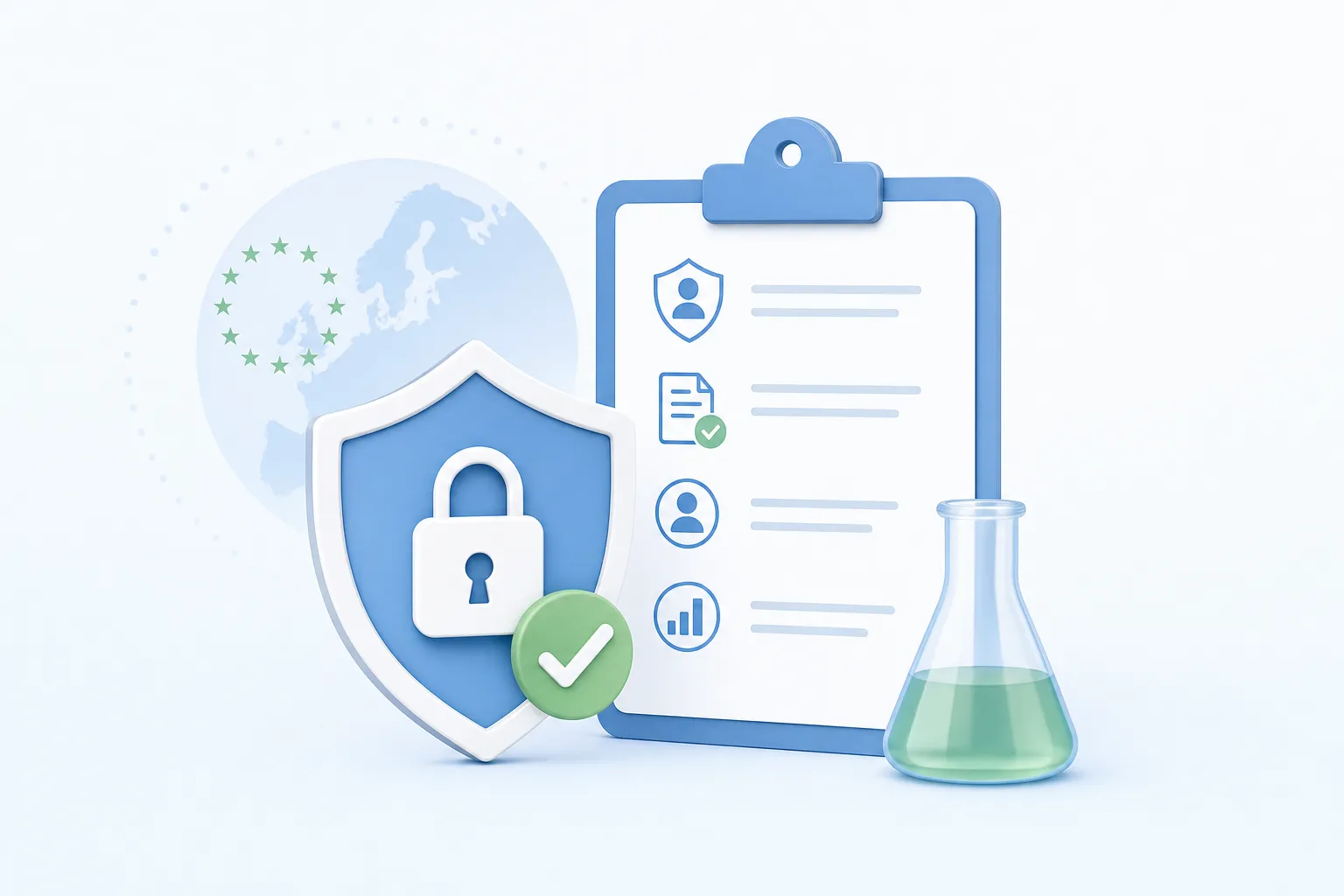 A regulatory compliance officer reviewing audit log data on a secure clinical trial management platform, illustrating vendor GDPR obligations in life sciences