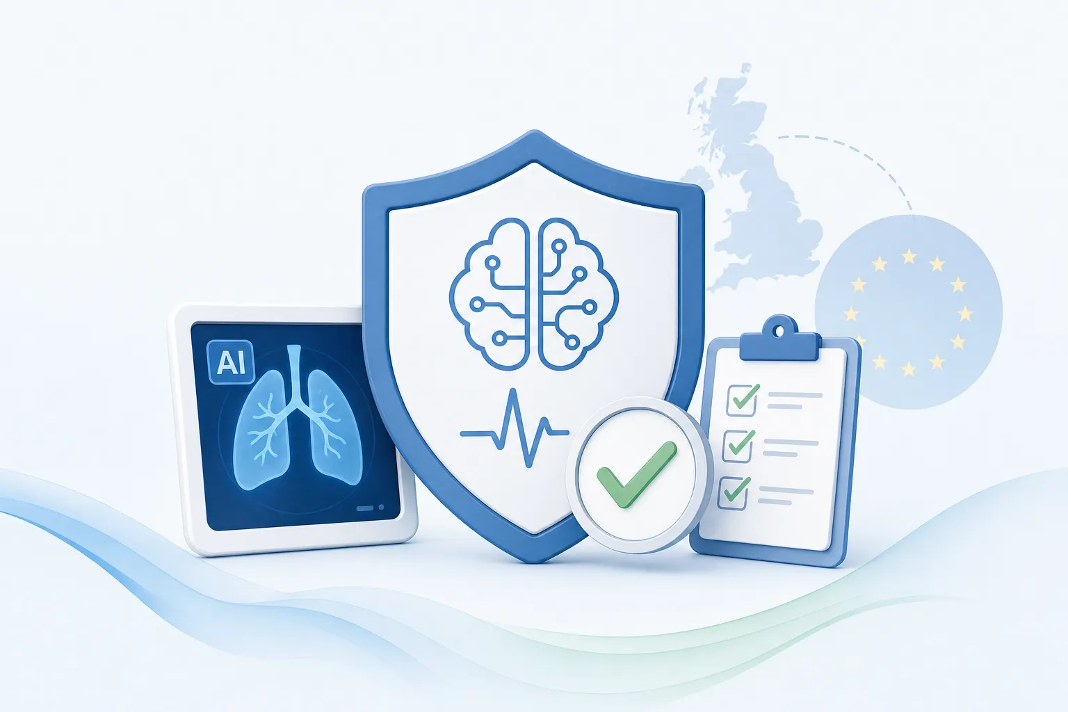 Diagram showing the MHRA regulatory pathway for AI-enabled medical devices in Great Britain, including classification, authorisation and post-market oversight stages