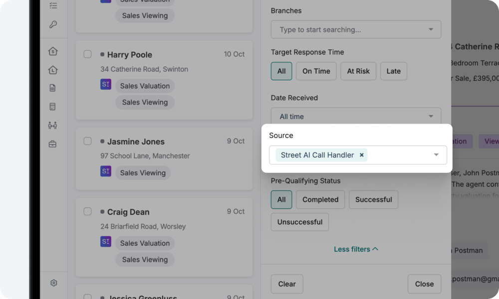Filter your Enquiry Centre by Street AI Calls.