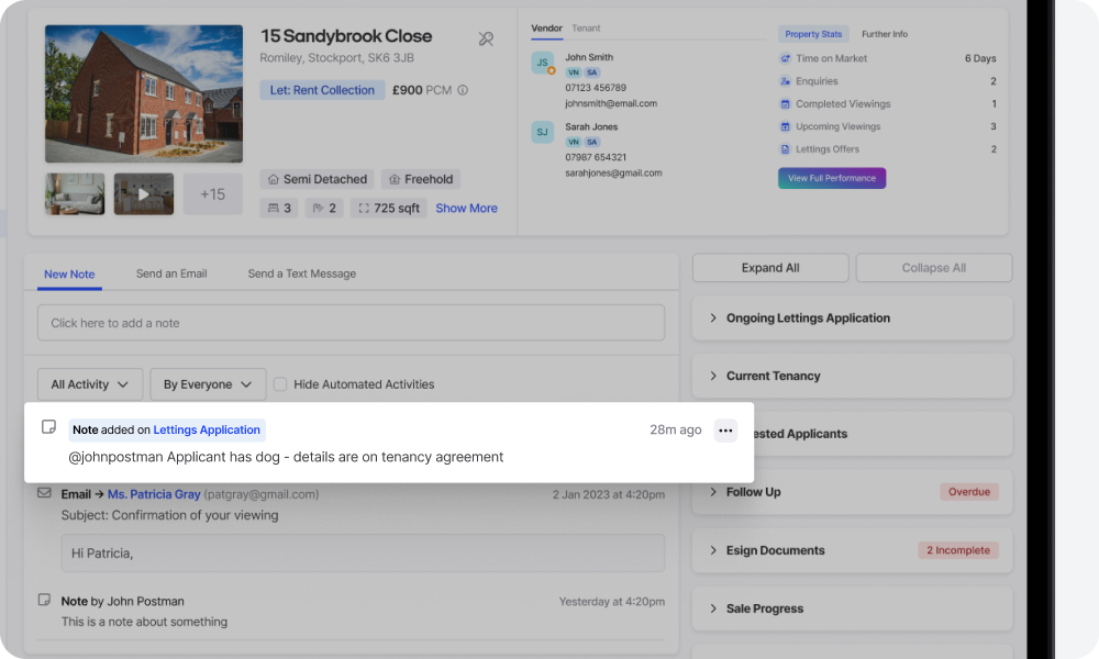 Never miss a vital tenancy note.