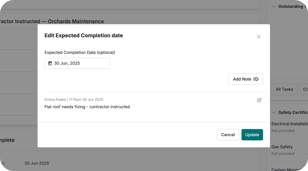 Stay on top of maintenance timelines.