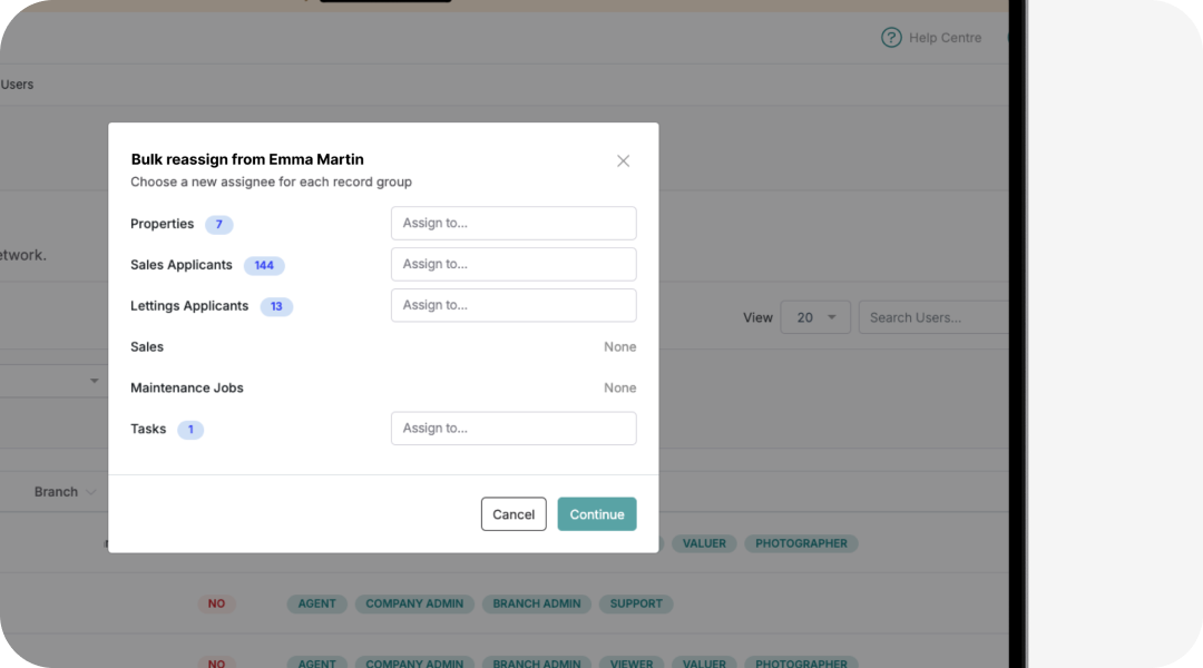 Easily reassign records when roles change.