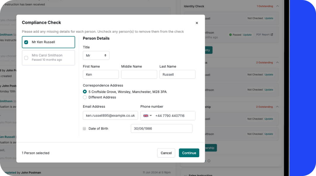 Run AML checks for landlords and tenants.