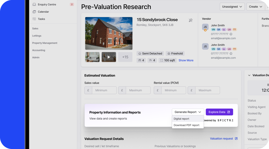 Data-rich property reports in a click.
