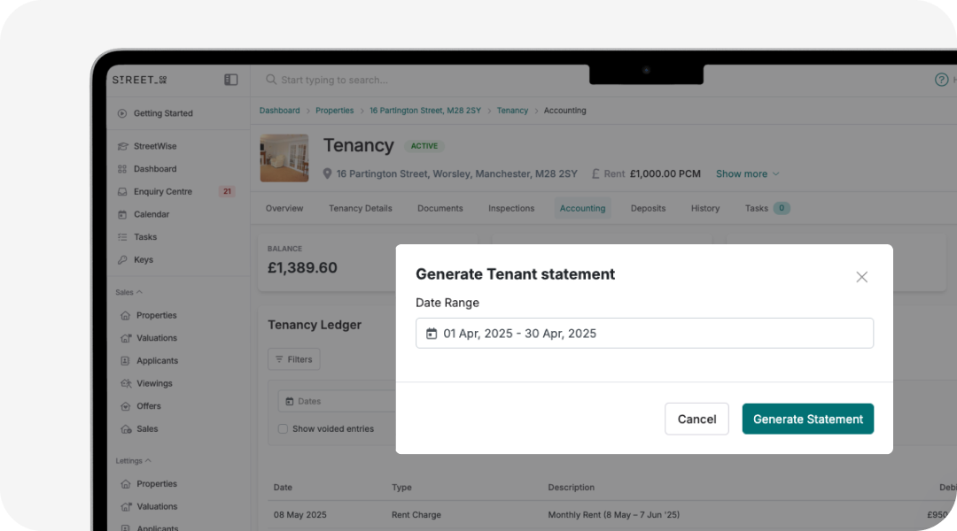 Tenant statements in seconds.