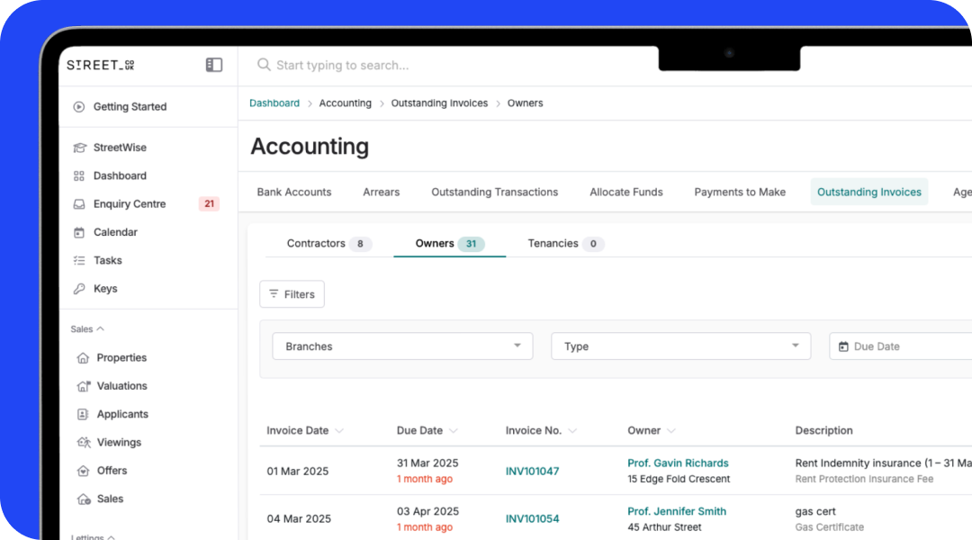 Instantly track outstanding invoices.