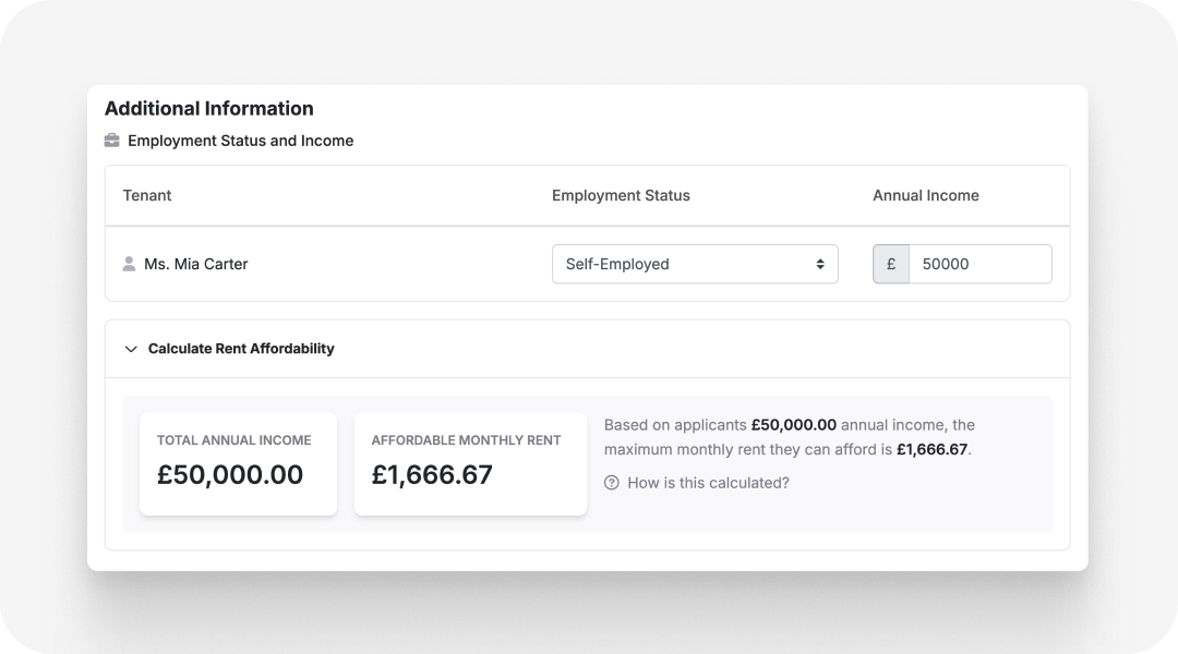 Instant affordability checks, without the maths.