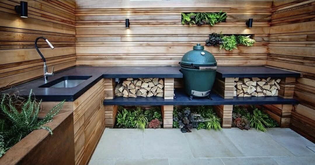 Concrete worktop in modern kitchen
