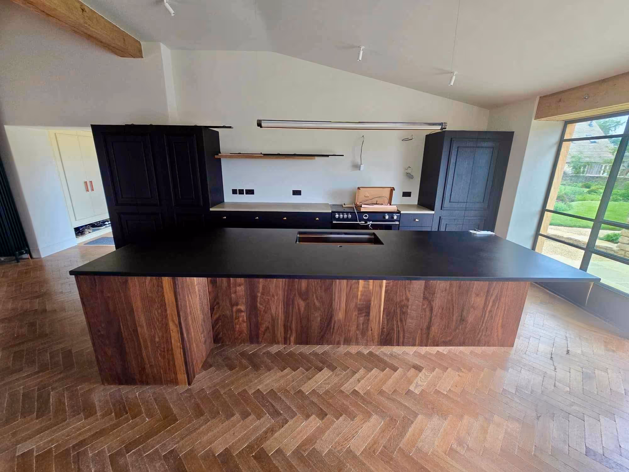 Concrete worktop in modern kitchen