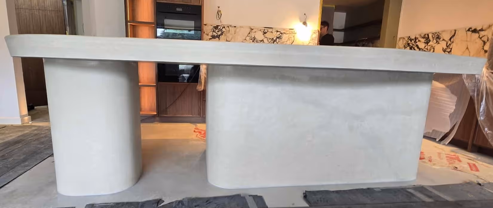 Concrete worktop in modern kitchen