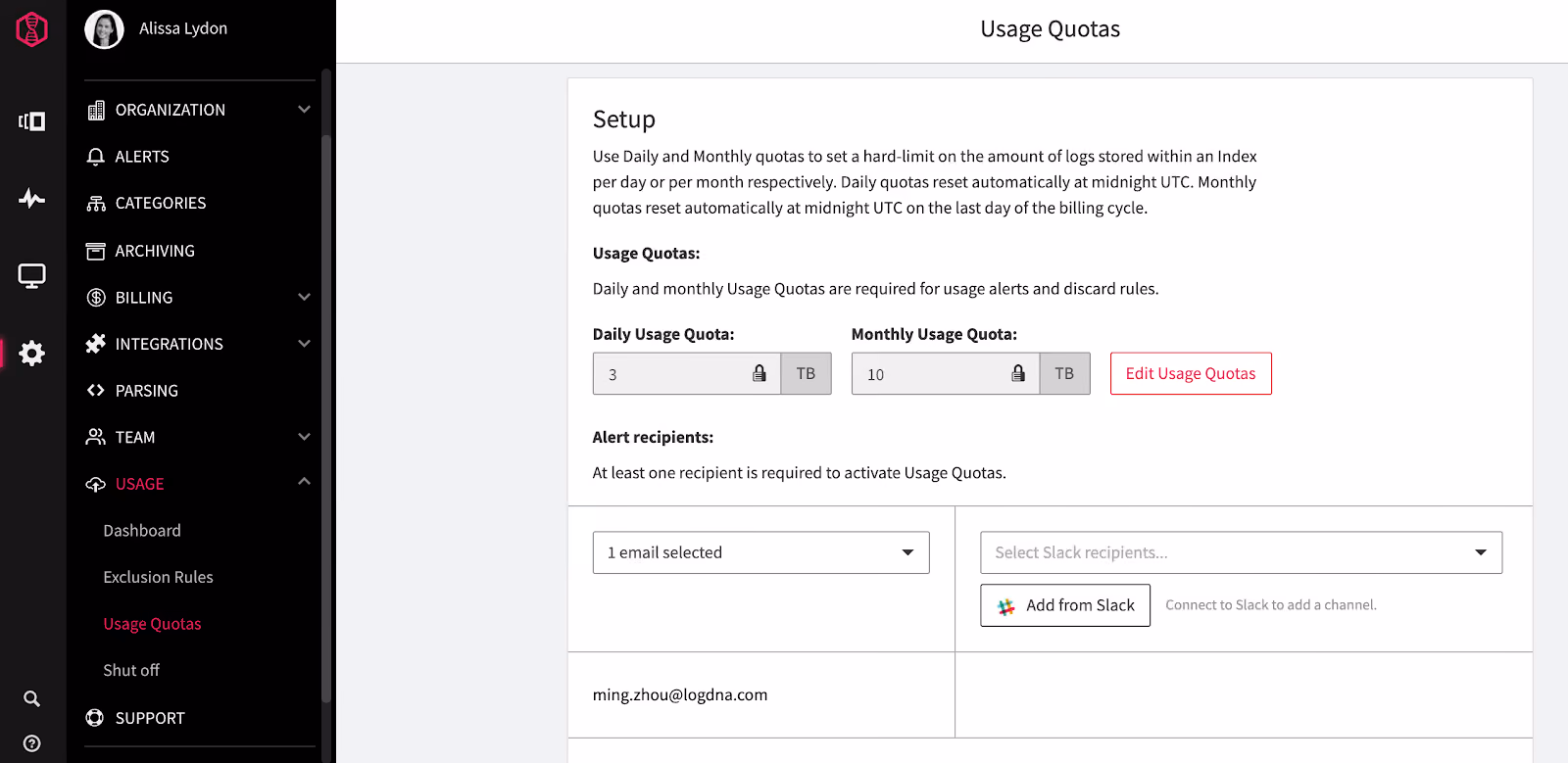 LogDNA-Feature-usage-quotas