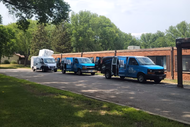 trucks parked outside for commercial duct cleaning