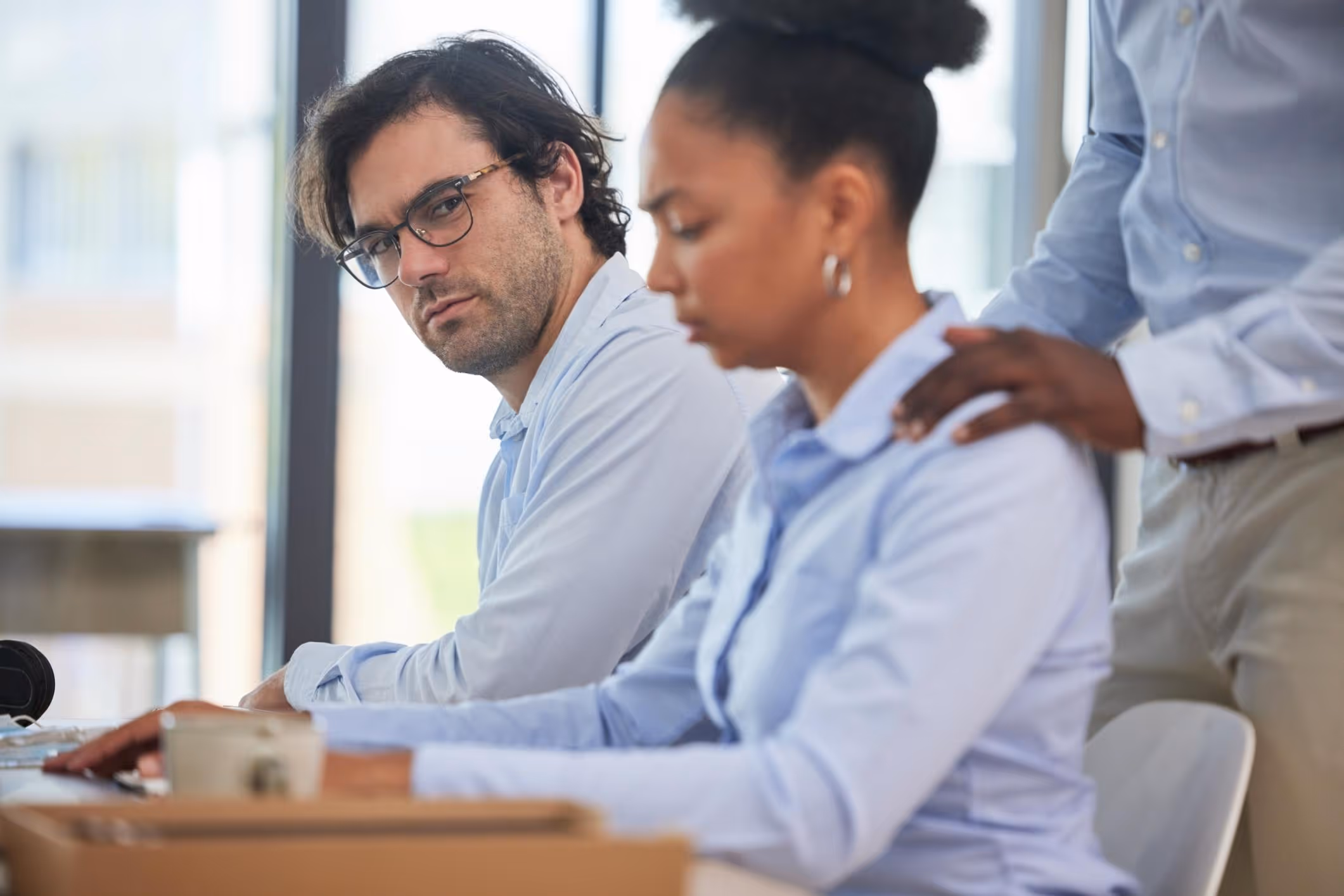 Workplace misconduct scene representing Orlando sexual harassment lawyer cases.