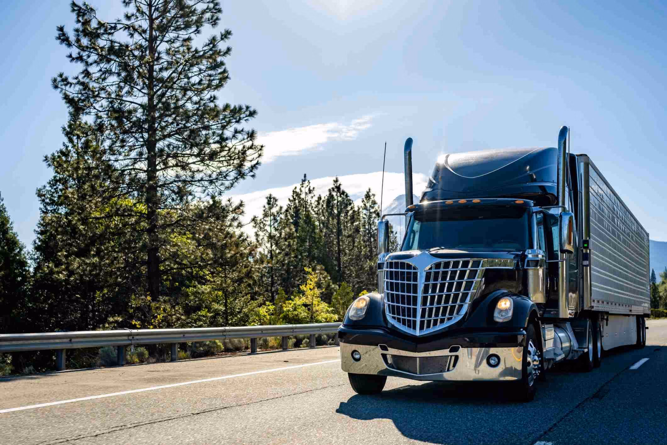 Semi-truck transporting cargo on highway, representing Pine Hills truck accident lawyer cases.