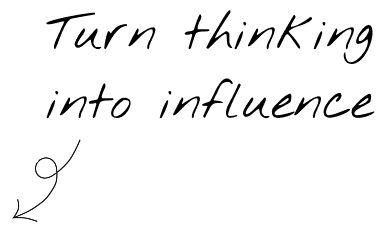 Curved arrow pointing down and to the left on a black background.