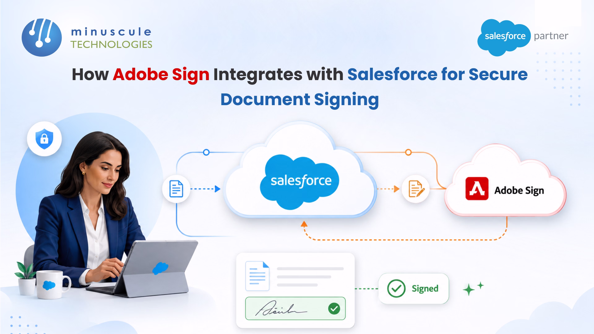 Adobe Sign Salesforce integration showing secure electronic document signing workflow with audit trail