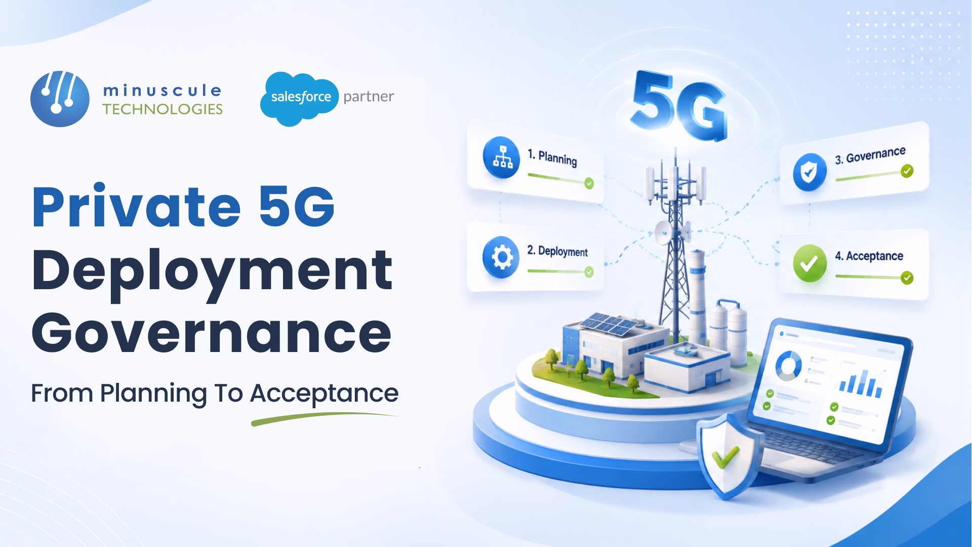 Private 5G deployment governance dashboard tracking enterprise rollout milestones