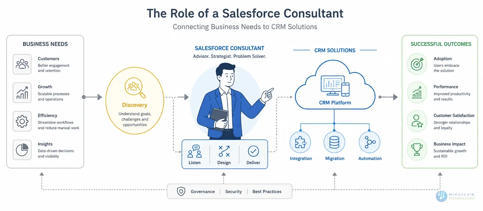 What a Salesforce consultant does across strategy, implementation, integration, and support | Minuscule
