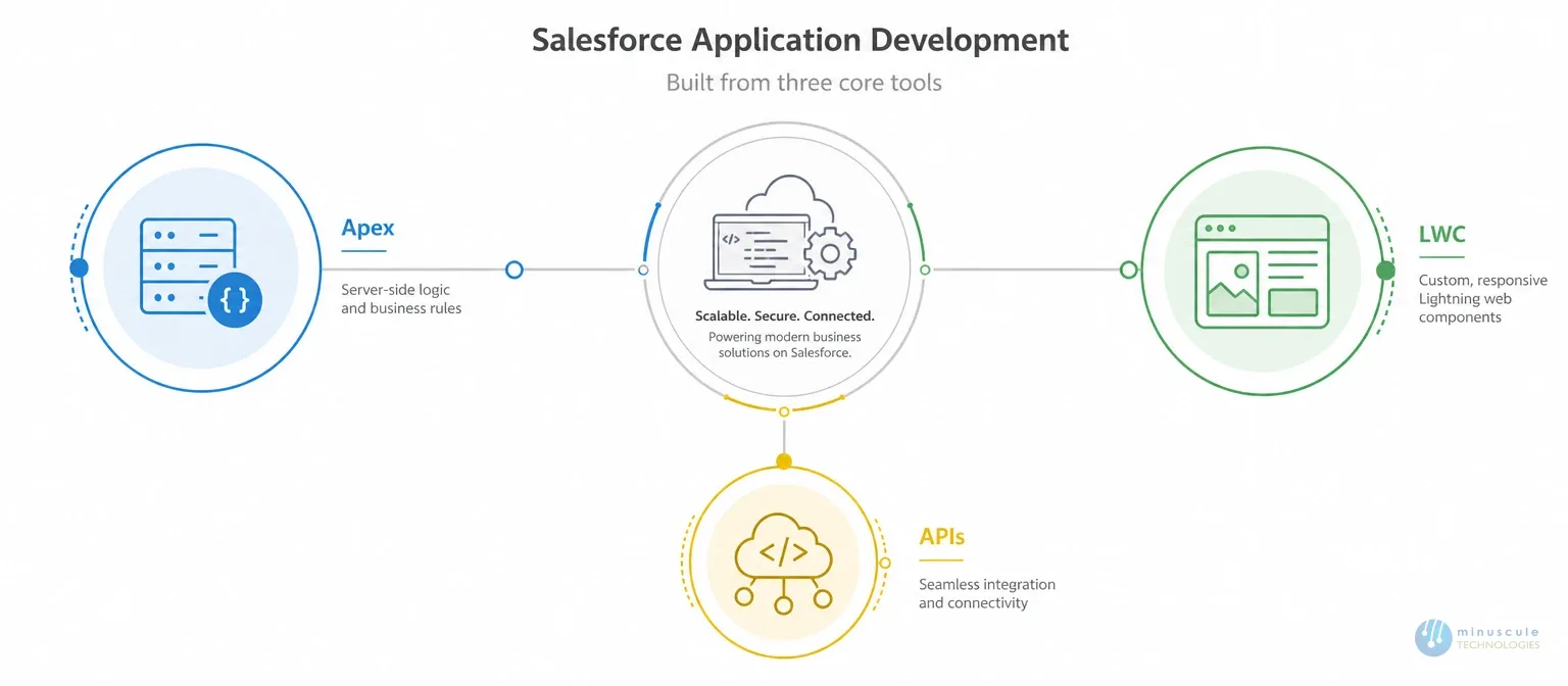 Salesforce application development tools Apex, LWC and APIs | Minuscule