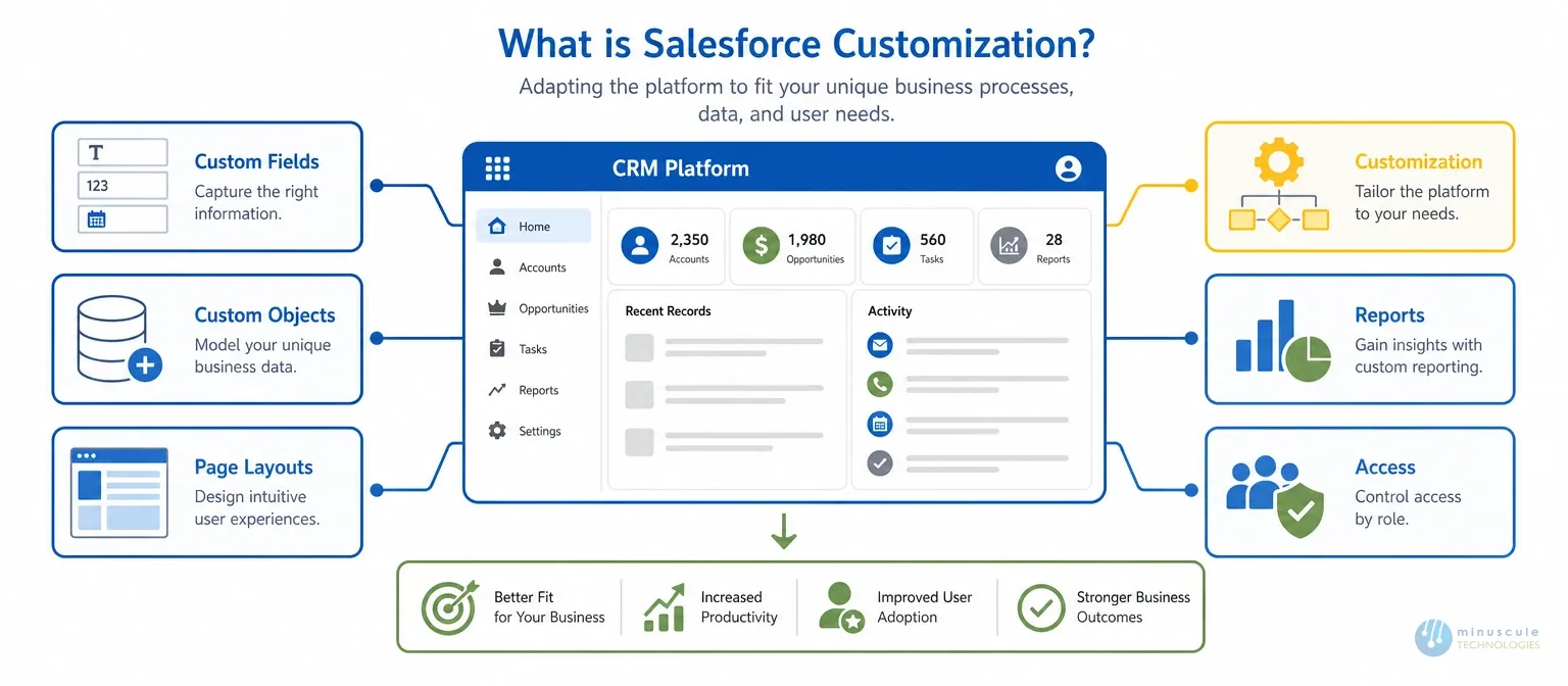 Custom fields, automation, reports and access adapting a generic CRM | Minuscule