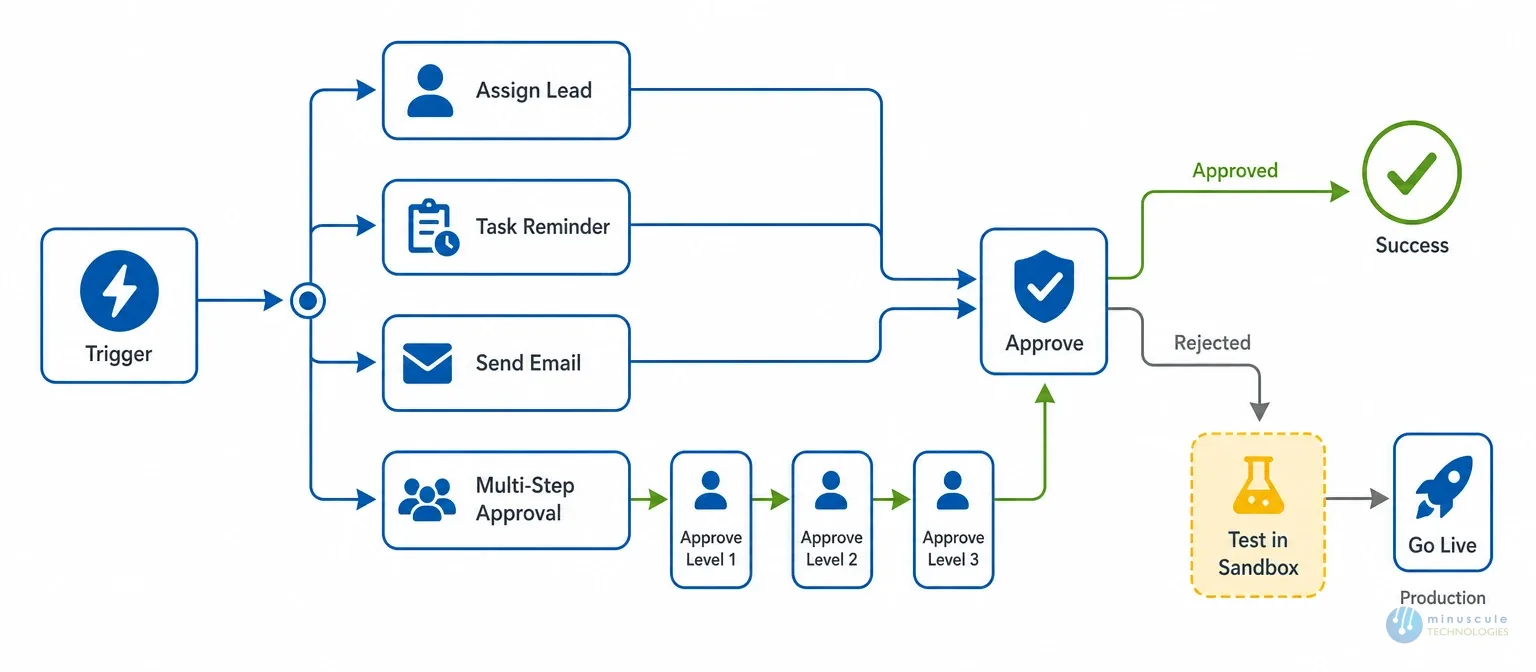 Salesforce Flow automating lead assignment, reminders and approvals | Minuscule