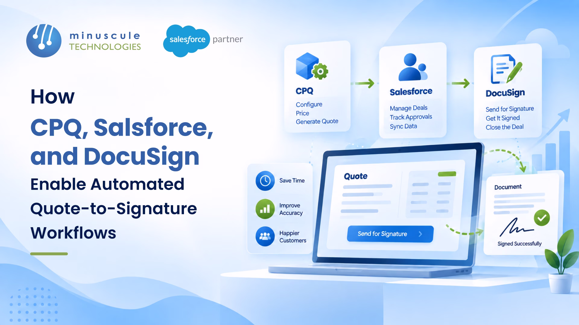 Automated quote-to-signature workflow with Salesforce CPQ, Salesforce, and DocuSign
