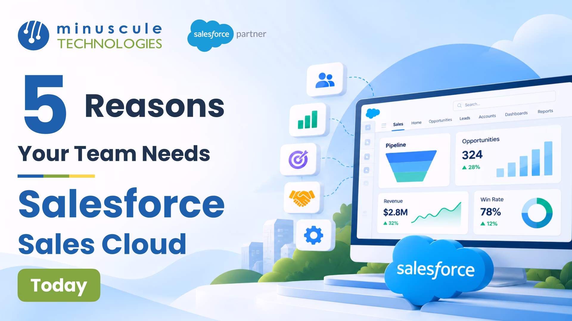 Sales team using Salesforce Sales Cloud dashboards to track leads, pipeline, and forecasts