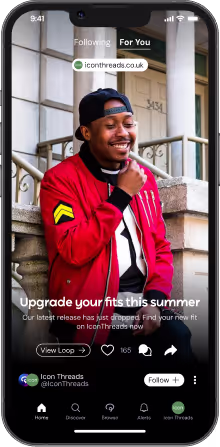 ui phone showing the chatloop app feed