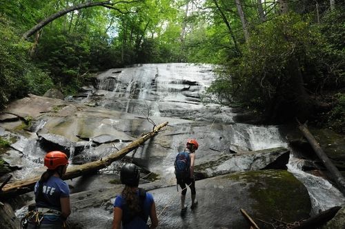 view from bottom of waterfall