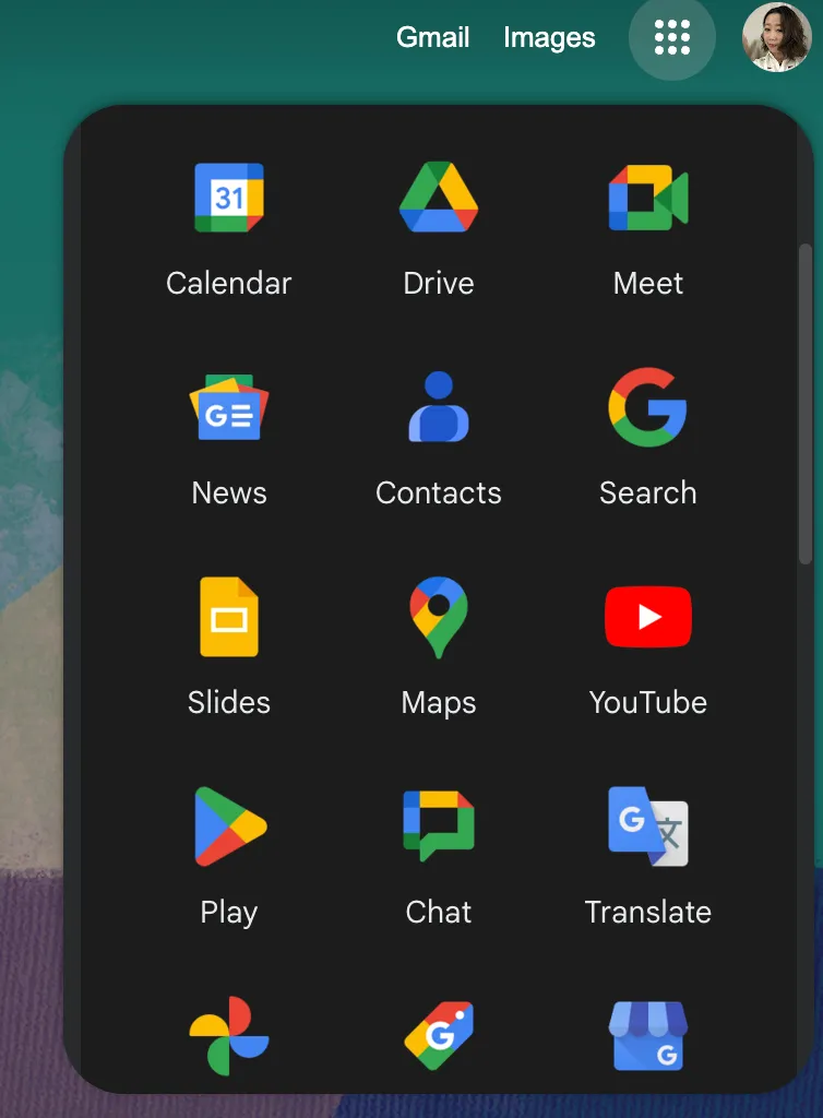Ihre Google Workspace-Symbole sind möglicherweise anders angeordnet.