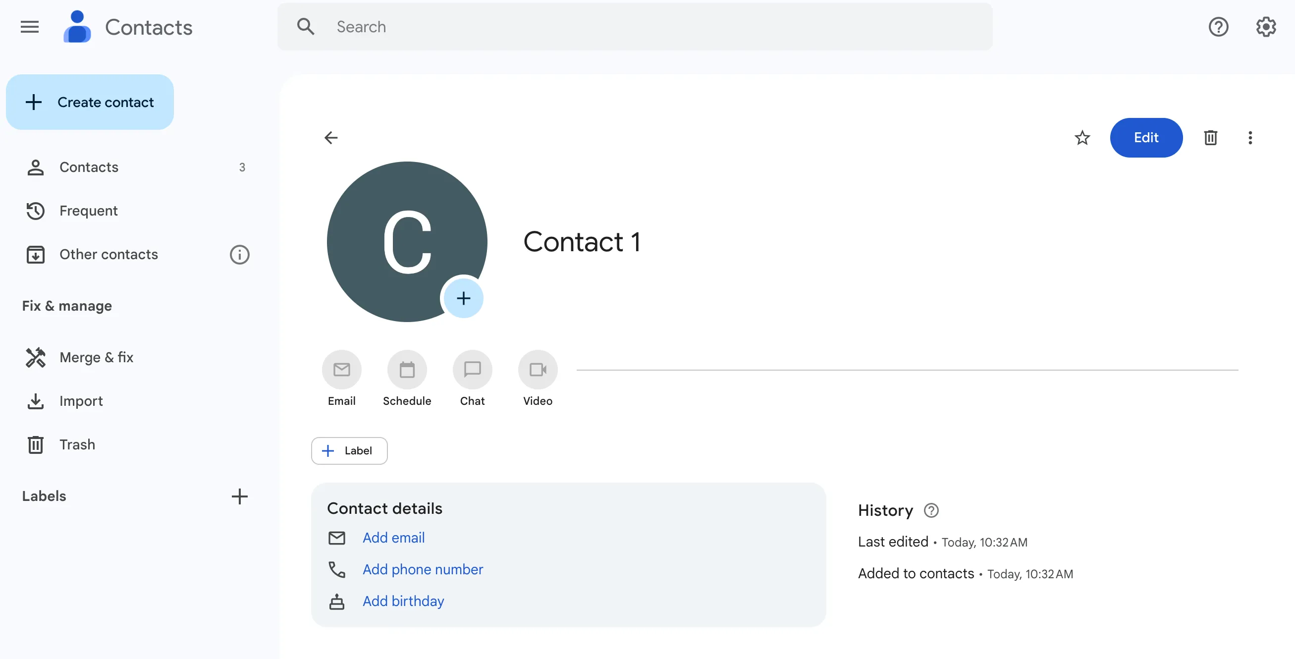 Einen Kontakt in Google bearbeiten