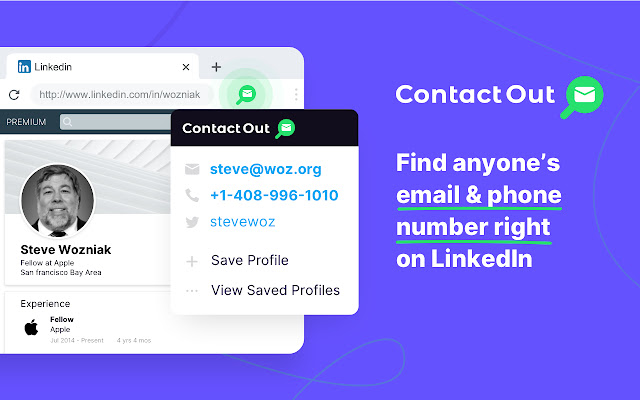 Contact Out Chrome extension display