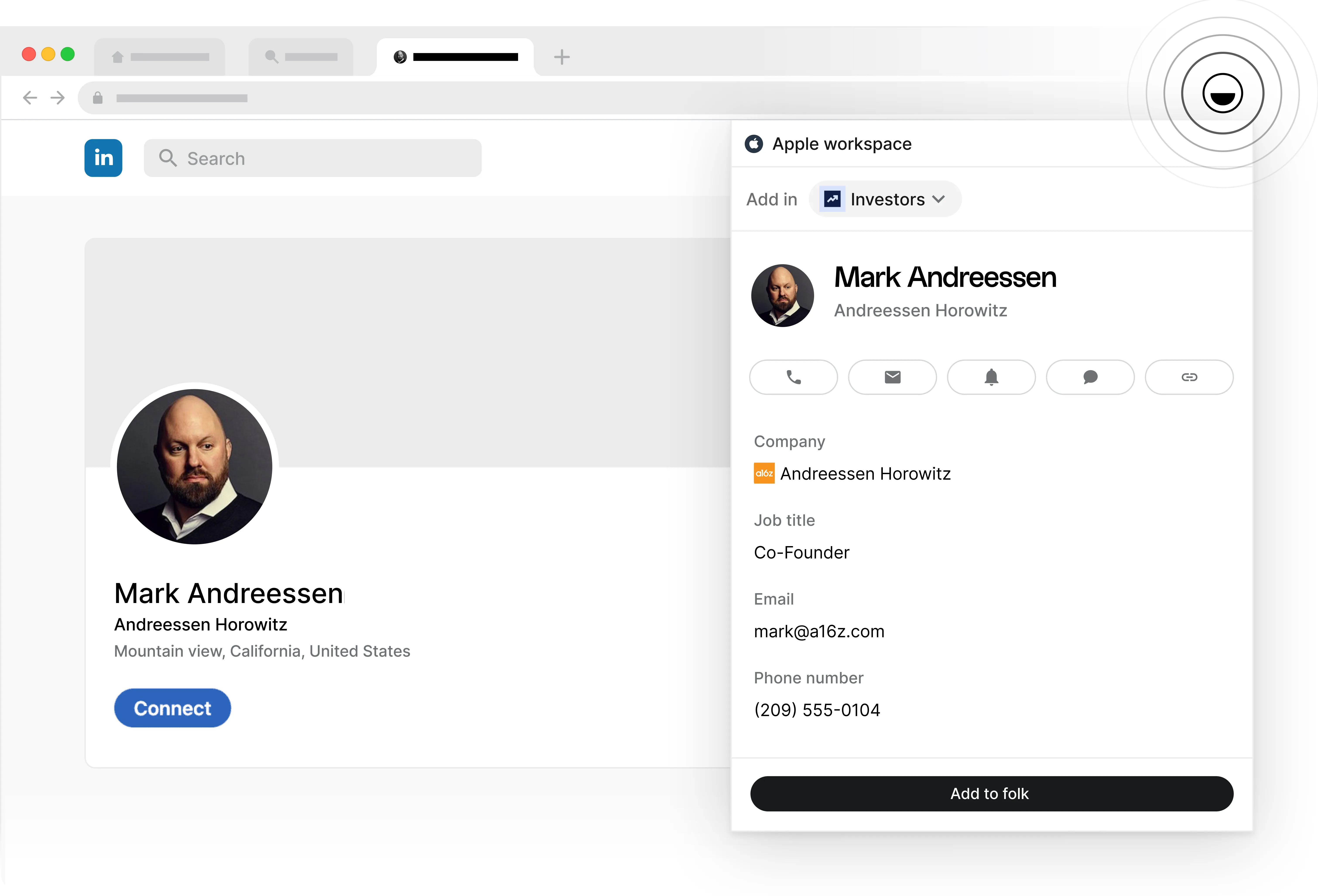 Die Chrome-Erweiterung folkX, die auf LinkedIn verwendet wird