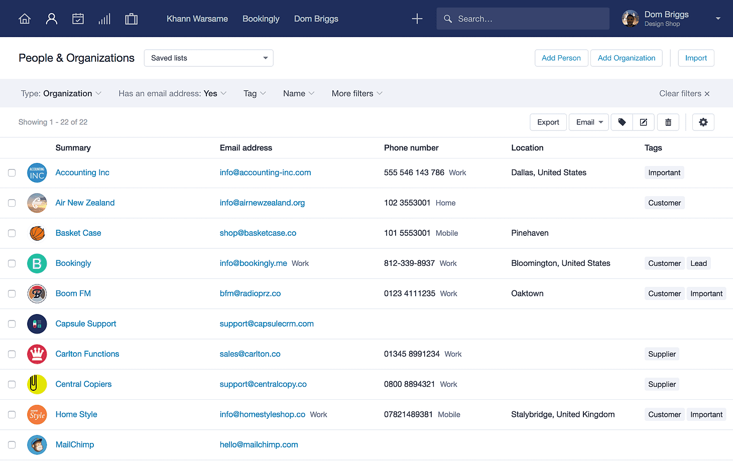 Nuevas y mejoradas listas de contactos | Capsule CRM