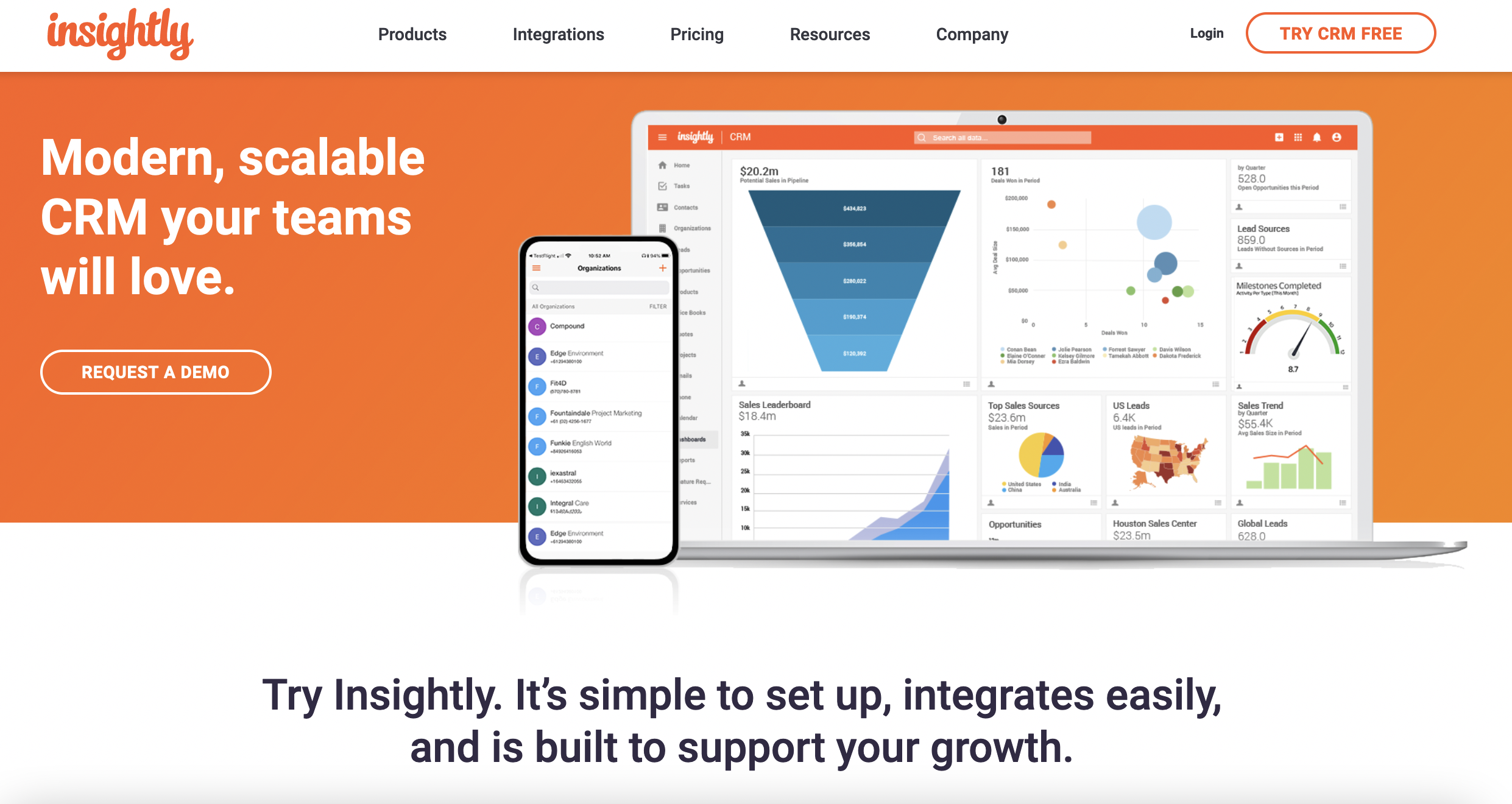 Insightly CRM homepage