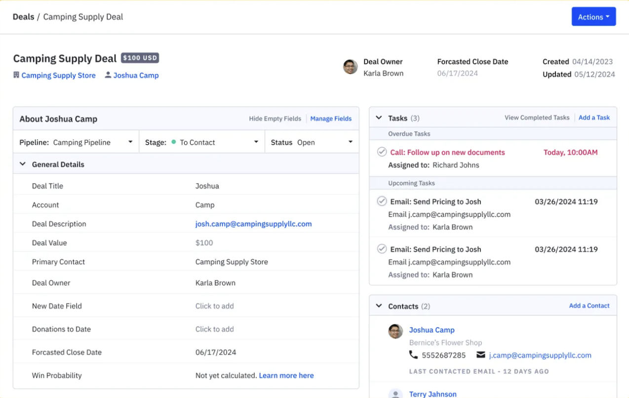 ActiveCampaign CRM Pipeline