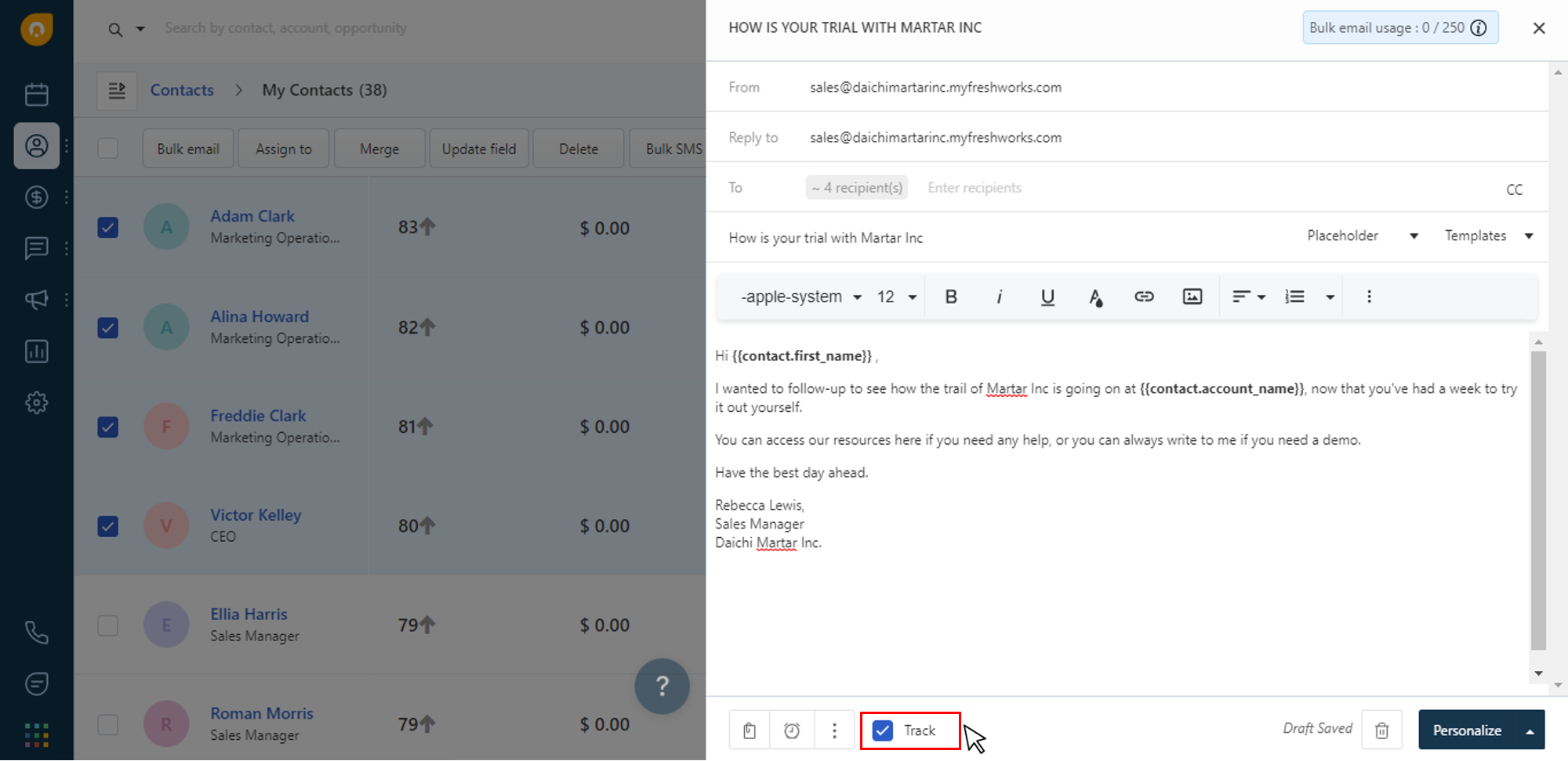 Freshsales CRM Pipeline