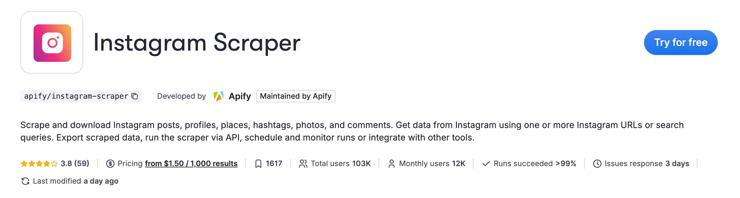 Apifys E-Mail-Scraper für Instagram-Profile