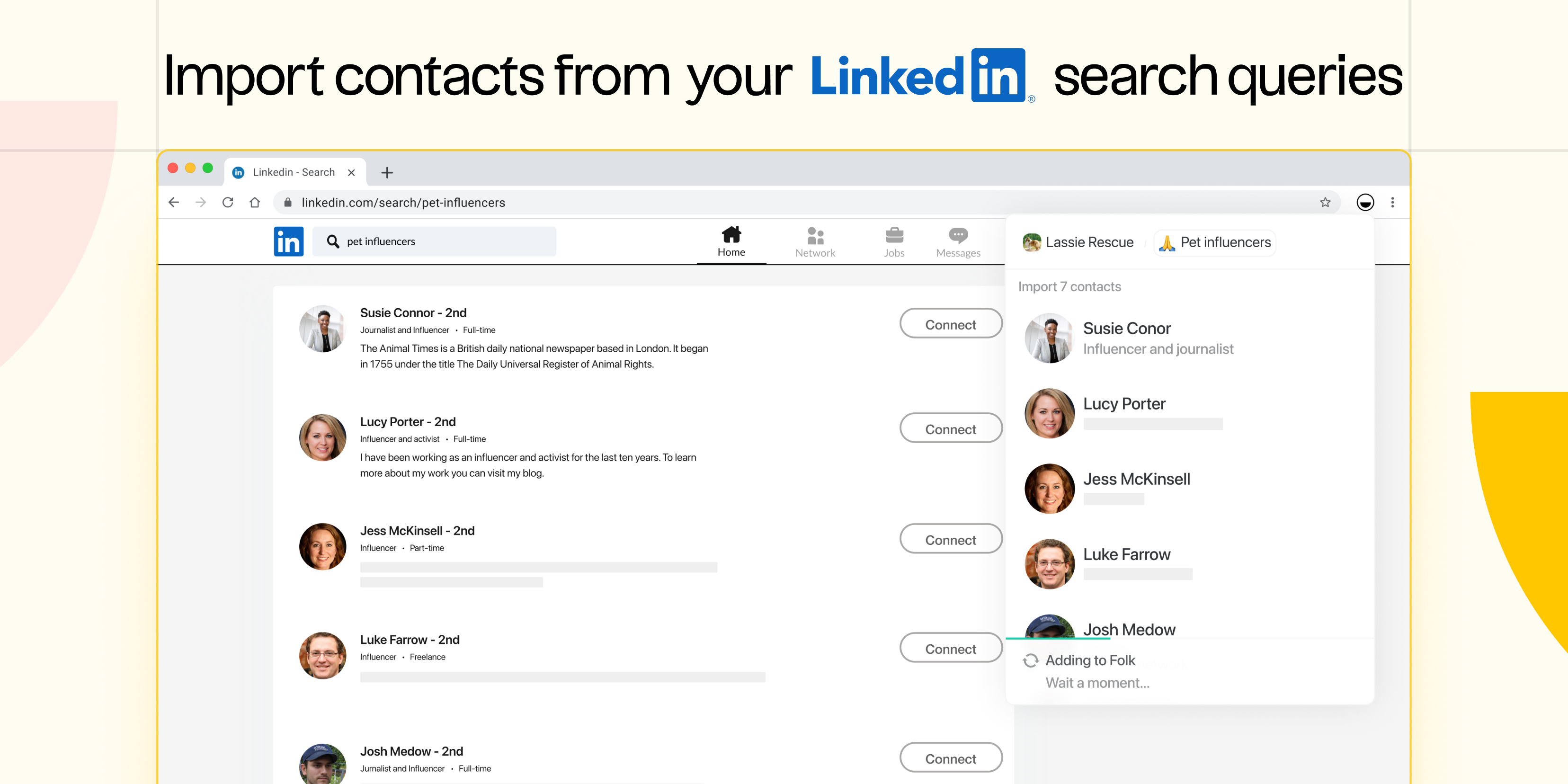 Using folk browser extension to export contacts from linkedin to folk