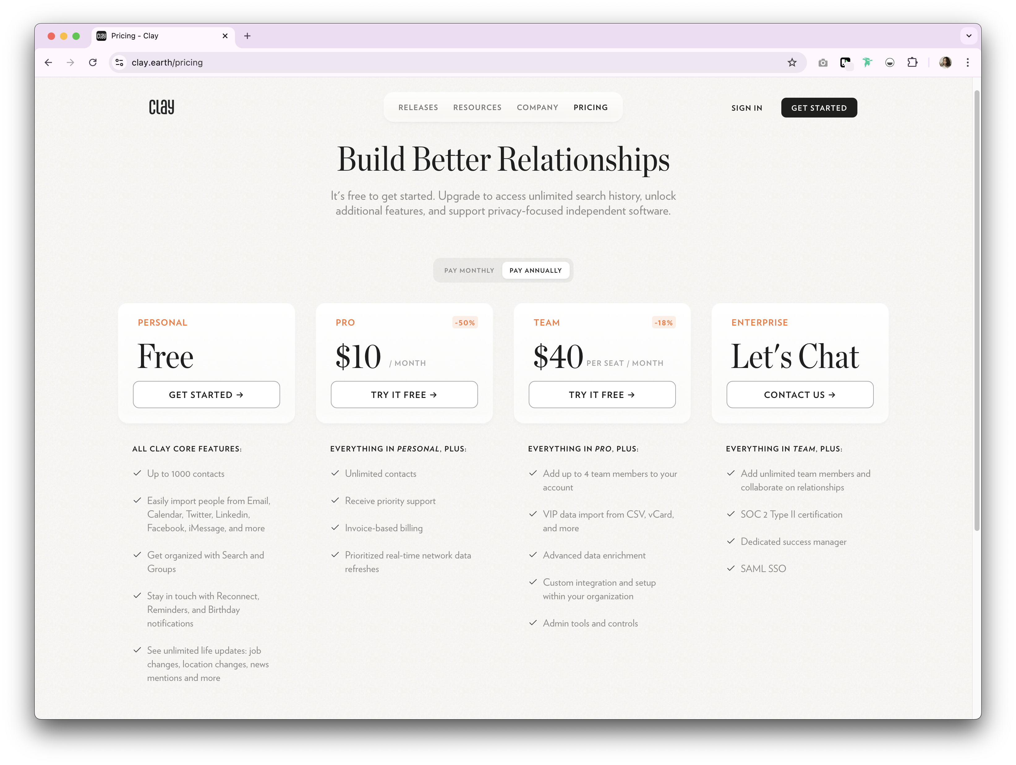 Clay  prices and plans